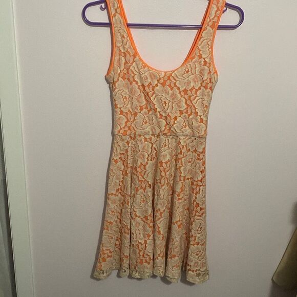 Bar iii orange and cream lace dress xs - Picture 1 of 5